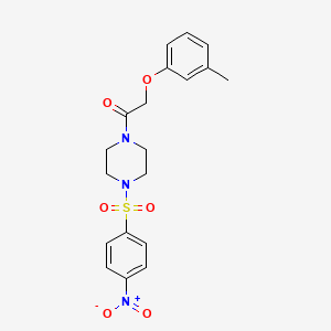 molecular formula C19H21N3O6S B3579456 2-(3-METHYLPHENOXY)-1-{4-[(4-NITROPHENYL)SULFONYL]PIPERAZINO}-1-ETHANONE 