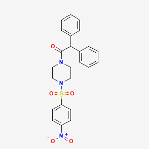 molecular formula C24H23N3O5S B3579460 1-{4-[(4-NITROPHENYL)SULFONYL]PIPERAZINO}-2,2-DIPHENYL-1-ETHANONE 