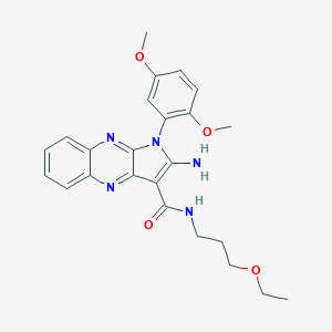 molecular formula C24H27N5O4 B357947 2-amino-1-(2,5-dimethoxyphenyl)-N-(3-ethoxypropyl)-1H-pyrrolo[2,3-b]quinoxaline-3-carboxamide CAS No. 573705-28-9