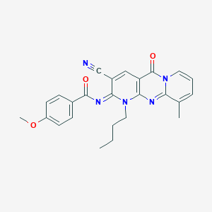 N-(7-Butyl-5-cyano-11-methyl-2-oxo-1,7,9-triazatricyclo[8.4.0.03,8]tetradeca-3(8),4,9,11,13-pentaen-6-ylidene)-4-methoxybenzamide