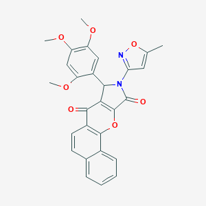 molecular formula C28H22N2O7 B357955 9-(5-Methyl-3-isoxazolyl)-8-(2,4,5-trimethoxyphenyl)-8,9-dihydrobenzo[7,8]chromeno[2,3-c]pyrrole-7,10-dione CAS No. 902051-67-6