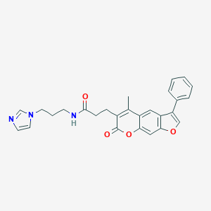 molecular formula C27H25N3O4 B357960 N-[3-(1H-imidazol-1-yl)propyl]-3-(5-methyl-7-oxo-3-phenyl-7H-furo[3,2-g]chromen-6-yl)propanamide CAS No. 921083-73-0