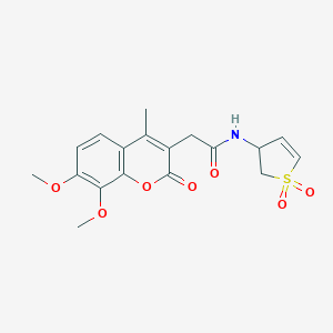 molecular formula C18H19NO7S B357966 2-(7,8-dimethoxy-4-methyl-2-oxo-2H-chromen-3-yl)-N-(1,1-dioxido-2,3-dihydro-3-thienyl)acetamide CAS No. 919725-92-1