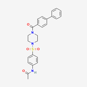 molecular formula C25H25N3O4S B3579676 N-(4-{[4-(biphenyl-4-ylcarbonyl)piperazin-1-yl]sulfonyl}phenyl)acetamide 