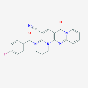 N-[5-Cyano-11-methyl-7-(2-methylpropyl)-2-oxo-1,7,9-triazatricyclo[8.4.0.03,8]tetradeca-3(8),4,9,11,13-pentaen-6-ylidene]-4-fluorobenzamide