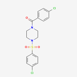 molecular formula C17H16Cl2N2O3S B3579713 (4-CHLOROPHENYL){4-[(4-CHLOROPHENYL)SULFONYL]PIPERAZINO}METHANONE 