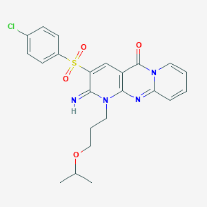 molecular formula C23H23ClN4O4S B357973 3-[(4-chlorophenyl)sulfonyl]-2-imino-1-(3-isopropoxypropyl)-1,2-dihydro-5H-dipyrido[1,2-a:2,3-d]pyrimidin-5-one CAS No. 575461-50-6