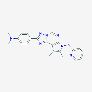 molecular formula C23H23N7 B357974 4-[11,12-Dimethyl-10-(pyridin-2-ylmethyl)-3,5,6,8,10-pentazatricyclo[7.3.0.02,6]dodeca-1(9),2,4,7,11-pentaen-4-yl]-N,N-dimethylaniline CAS No. 920474-01-7