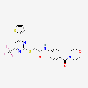 N-[4-(MORPHOLINE-4-CARBONYL)PHENYL]-2-{[4-(THIOPHEN-2-YL)-6-(TRIFLUOROMETHYL)PYRIMIDIN-2-YL]SULFANYL}ACETAMIDE