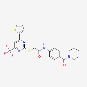 N-[4-(PIPERIDINE-1-CARBONYL)PHENYL]-2-{[4-(THIOPHEN-2-YL)-6-(TRIFLUOROMETHYL)PYRIMIDIN-2-YL]SULFANYL}ACETAMIDE