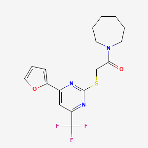 molecular formula C17H18F3N3O2S B3579762 1-({[4-(2-furyl)-6-(trifluoromethyl)-2-pyrimidinyl]thio}acetyl)azepane 