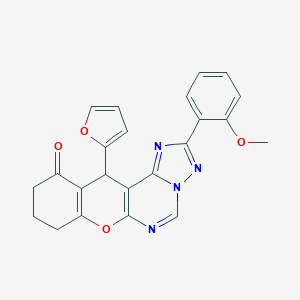 molecular formula C23H18N4O4 B357977 12-(2-furyl)-2-(2-methoxyphenyl)-8,9,10,12-tetrahydro-11H-chromeno[3,2-e][1,2,4]triazolo[1,5-c]pyrimidin-11-one CAS No. 879762-18-2