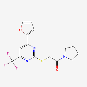 4-(2-furyl)-2-{[2-oxo-2-(1-pyrrolidinyl)ethyl]thio}-6-(trifluoromethyl)pyrimidine