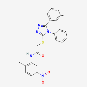 molecular formula C24H21N5O3S B3579818 N-(2-methyl-5-nitrophenyl)-2-{[5-(3-methylphenyl)-4-phenyl-4H-1,2,4-triazol-3-yl]sulfanyl}acetamide 