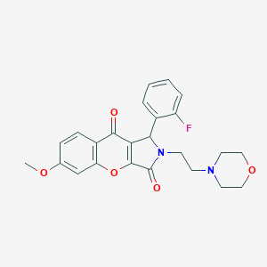 molecular formula C24H23FN2O5 B357984 1-(2-Fluorofenil)-6-metoxi-2-(2-morfolinoetil)-1,2-dihidrocromeno[2,3-c]pirrol-3,9-diona CAS No. 879588-92-8