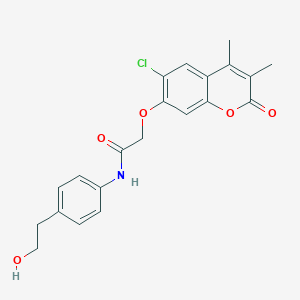 molecular formula C21H20ClNO5 B357985 2-[(6-chloro-3,4-dimethyl-2-oxo-2H-chromen-7-yl)oxy]-N-[4-(2-hydroxyethyl)phenyl]acetamide CAS No. 902031-68-9