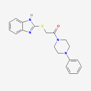 molecular formula C19H20N4OS B3579873 2-{[2-oxo-2-(4-phenyl-1-piperazinyl)ethyl]thio}-1H-benzimidazole 