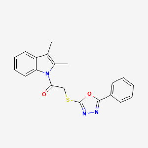 molecular formula C20H17N3O2S B3579878 1-(2,3-Dimethyl-indol-1-yl)-2-(5-phenyl-[1,3,4]oxadiazol-2-ylsulfanyl)-ethanone 