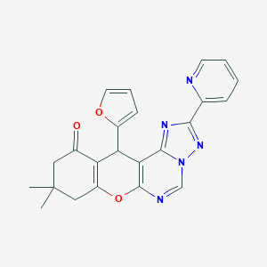 12-(2-furyl)-9,9-dimethyl-2-(2-pyridinyl)-8,9,10,12-tetrahydro-11H-chromeno[3,2-e][1,2,4]triazolo[1,5-c]pyrimidin-11-one