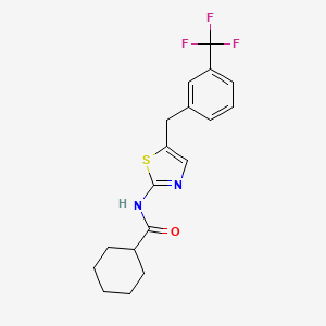 molecular formula C18H19F3N2OS B3579887 N-{5-[3-(trifluoromethyl)benzyl]-1,3-thiazol-2-yl}cyclohexanecarboxamide 