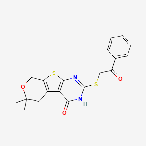 12,12-dimethyl-5-phenacylsulfanyl-11-oxa-8-thia-4,6-diazatricyclo[7.4.0.02,7]trideca-1(9),2(7),5-trien-3-one