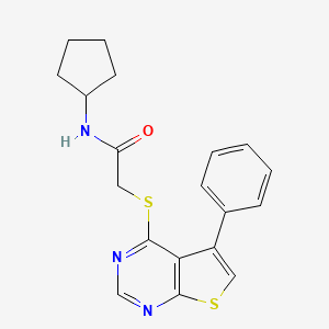 molecular formula C19H19N3OS2 B3579965 N-cyclopentyl-2-(5-phenylthieno[2,3-d]pyrimidin-4-yl)sulfanylacetamide 