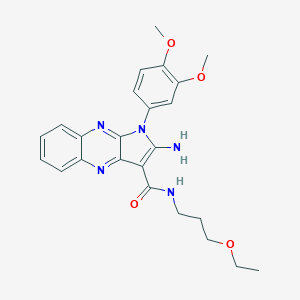 molecular formula C24H27N5O4 B357997 2-amino-1-(3,4-dimethoxyphenyl)-N-(3-ethoxypropyl)-1H-pyrrolo[2,3-b]quinoxaline-3-carboxamide CAS No. 586982-80-1