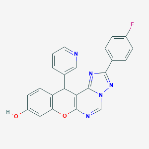 molecular formula C23H14FN5O2 B357998 2-(4-fluorophenyl)-12-(3-pyridinyl)-12H-chromeno[3,2-e][1,2,4]triazolo[1,5-c]pyrimidin-9-ol CAS No. 879768-91-9