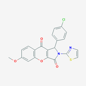 molecular formula C21H13ClN2O4S B357999 1-(4-Chlorophenyl)-6-methoxy-2-(1,3-thiazol-2-yl)-1,2-dihydrochromeno[2,3-c]pyrrole-3,9-dione CAS No. 886170-71-4
