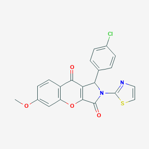 molecular formula C21H13ClN2O4S B357999 1-(4-Clorofenil)-6-metoxi-2-(1,3-tiazol-2-il)-1,2-dihidrocromeno[2,3-c]pirrol-3,9-diona CAS No. 886170-71-4