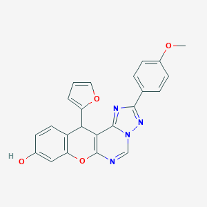 molecular formula C23H16N4O4 B358002 12-(2-furyl)-2-(4-methoxyphenyl)-12H-chromeno[3,2-e][1,2,4]triazolo[1,5-c]pyrimidin-9-ol CAS No. 902015-67-2