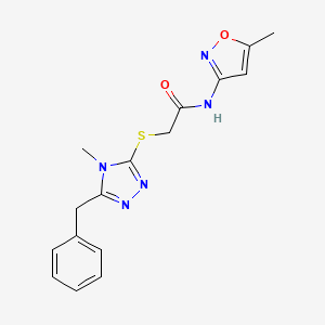 molecular formula C16H17N5O2S B3580029 2-[(5-benzyl-4-methyl-4H-1,2,4-triazol-3-yl)thio]-N-(5-methyl-3-isoxazolyl)acetamide 