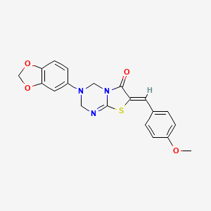 (7Z)-3-(2H-1,3-BENZODIOXOL-5-YL)-7-[(4-METHOXYPHENYL)METHYLIDENE]-2H,3H,4H,6H,7H-[1,3]THIAZOLO[3,2-A][1,3,5]TRIAZIN-6-ONE