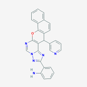 molecular formula C27H18N6O B358004 2-[14-(3-pyridinyl)-14H-benzo[7,8]chromeno[3,2-e][1,2,4]triazolo[1,5-c]pyrimidin-2-yl]phenylamine CAS No. 902036-51-5