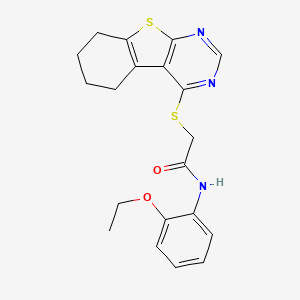 molecular formula C20H21N3O2S2 B3580056 N-(2-ethoxyphenyl)-2-{8-thia-4,6-diazatricyclo[7.4.0.0^{2,7}]trideca-1(9),2,4,6-tetraen-3-ylsulfanyl}acetamide 