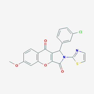 molecular formula C21H13ClN2O4S B358007 1-(3-Chlorphenyl)-6-methoxy-2-(1,3-thiazol-2-yl)-1,2-dihydrochromeno[2,3-c]pyrrole-3,9-dion CAS No. 879565-04-5