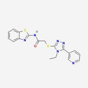 molecular formula C18H16N6OS2 B3580102 N-(1,3-BENZOTHIAZOL-2-YL)-2-{[4-ETHYL-5-(3-PYRIDINYL)-4H-1,2,4-TRIAZOL-3-YL]SULFANYL}ACETAMIDE 