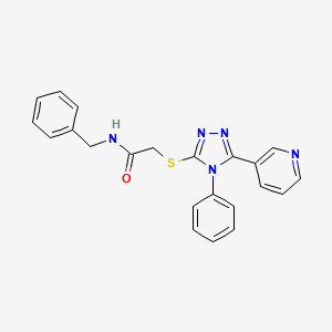 molecular formula C22H19N5OS B3580195 N-benzyl-2-{[4-phenyl-5-(pyridin-3-yl)-4H-1,2,4-triazol-3-yl]sulfanyl}acetamide 