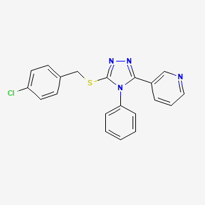 molecular formula C20H15ClN4S B3580203 3-(5-{[(4-CHLOROPHENYL)METHYL]SULFANYL}-4-PHENYL-4H-1,2,4-TRIAZOL-3-YL)PYRIDINE 