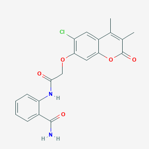 molecular formula C20H17ClN2O5 B358021 2-({[(6-chloro-3,4-dimethyl-2-oxo-2H-chromen-7-yl)oxy]acetyl}amino)benzamide CAS No. 879773-13-4