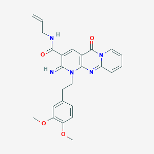 molecular formula C25H25N5O4 B358023 7-[2-(3,4-Dimethoxyphenyl)ethyl]-6-imino-2-oxo-N-prop-2-enyl-1,7,9-triazatricyclo[8.4.0.03,8]tetradeca-3(8),4,9,11,13-pentaene-5-carboxamide CAS No. 586999-06-6
