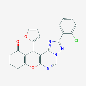 molecular formula C22H15ClN4O3 B358026 2-(2-chlorophenyl)-12-(2-furyl)-8,9,10,12-tetrahydro-11H-chromeno[3,2-e][1,2,4]triazolo[1,5-c]pyrimidin-11-one CAS No. 902319-11-3