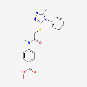 molecular formula C19H18N4O3S B3580260 methyl 4-({[(5-methyl-4-phenyl-4H-1,2,4-triazol-3-yl)thio]acetyl}amino)benzoate CAS No. 332883-22-4