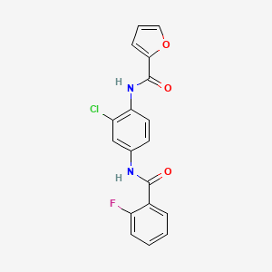 molecular formula C18H12ClFN2O3 B3580333 N-[2-CHLORO-4-(2-FLUOROBENZAMIDO)PHENYL]FURAN-2-CARBOXAMIDE 