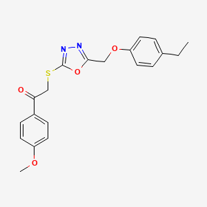 molecular formula C20H20N2O4S B3580344 2-({5-[(4-ethylphenoxy)methyl]-1,3,4-oxadiazol-2-yl}thio)-1-(4-methoxyphenyl)ethanone 