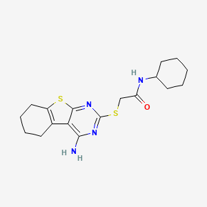 2-(4-amino(5,6,7,8-tetrahydrobenzo[b]thiopheno[2,3-d]pyrimidin-2-ylthio))-N-cy clohexylacetamide