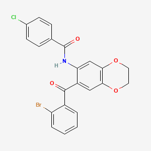 N-{7-[(2-bromophenyl)carbonyl]-2,3-dihydro-1,4-benzodioxin-6-yl}-4-chlorobenzamide