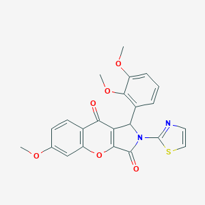 molecular formula C23H18N2O6S B358054 1-(2,3-Dimethoxyphenyl)-6-methoxy-2-(1,3-thiazol-2-yl)-1,2-dihydrochromeno[2,3-c]pyrrole-3,9-dione CAS No. 879597-89-4