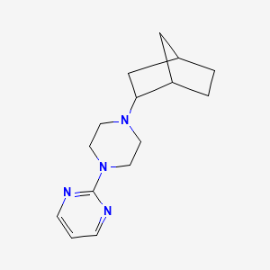 molecular formula C15H22N4 B3580552 2-[4-(2-Bicyclo[2.2.1]heptanyl)piperazin-1-yl]pyrimidine 