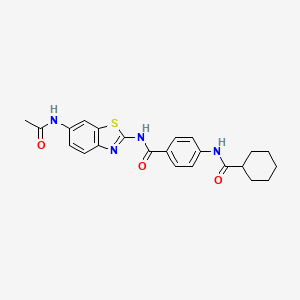 molecular formula C23H24N4O3S B3580568 N-[6-(acetylamino)-1,3-benzothiazol-2-yl]-4-[(cyclohexylcarbonyl)amino]benzamide 